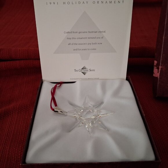 Swarovski 1991 Christmas Ornament 1st Year Release North America Version COA EUC - Picture 1 of 16